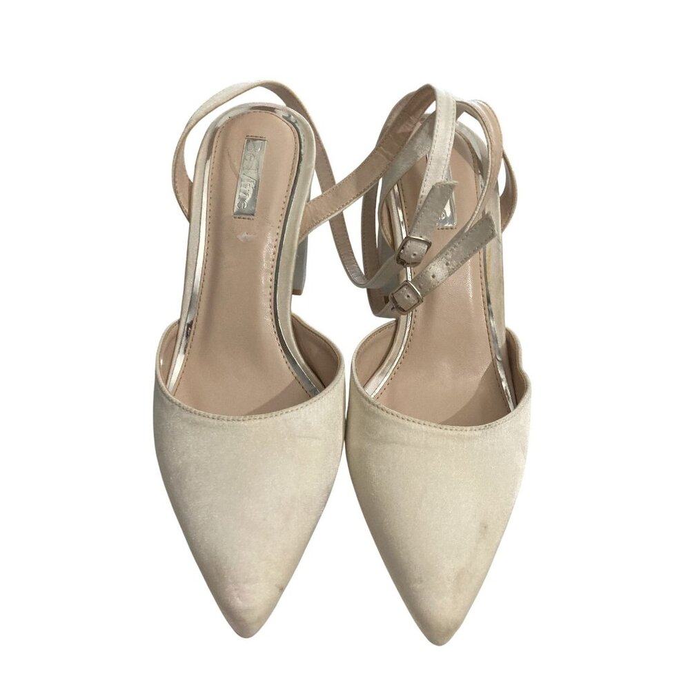 Be Mine women Size 7 Beige Block Heel Pointed Toe ankle wraparound strap Shoes